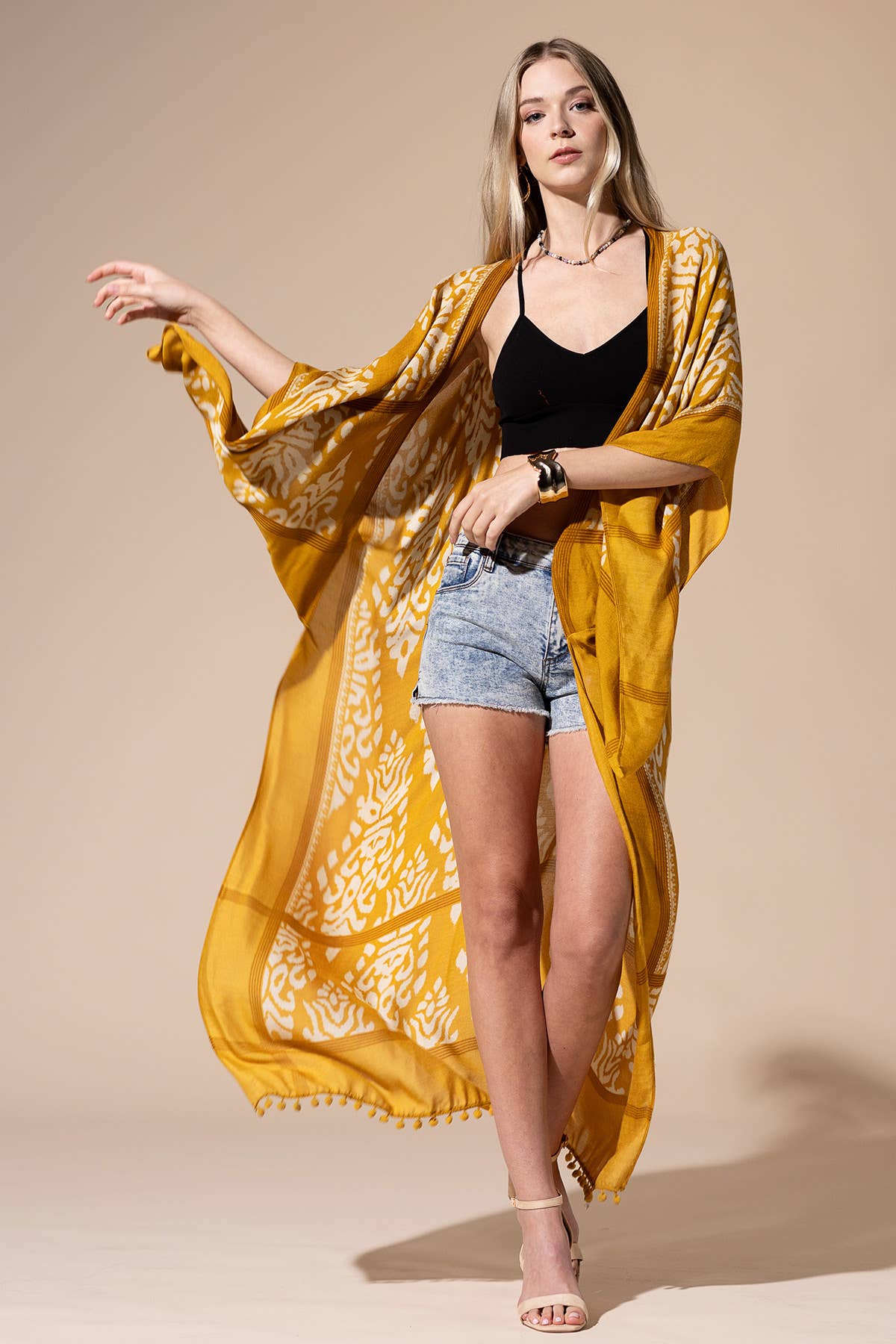 Damask Print Kimono