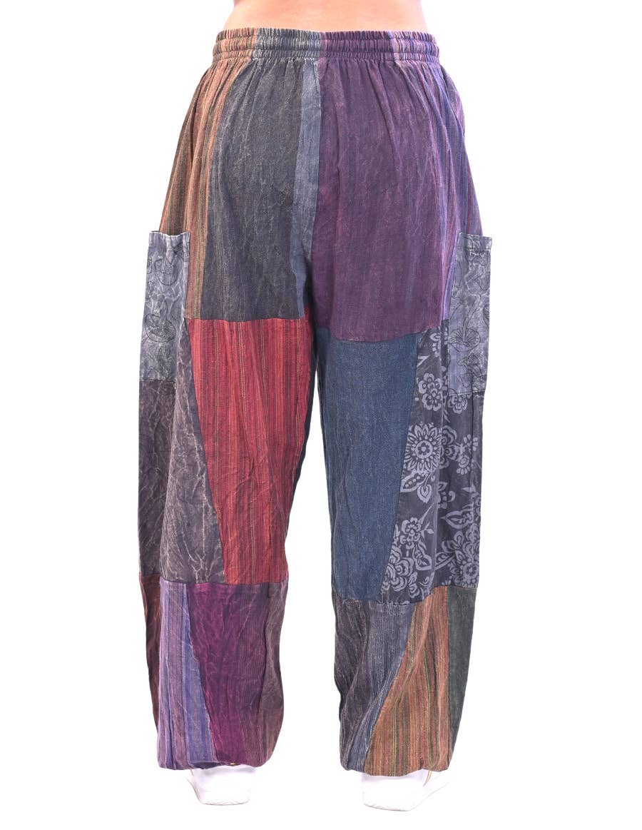 Stonewashed Patchwork Harem Pants