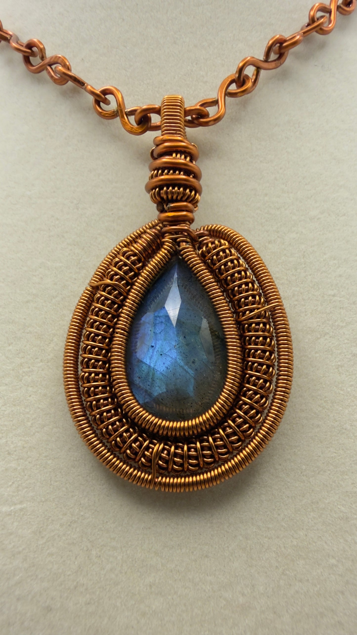 Faceted Labradorite Necklace – Handmade Copper Wire Wrapped Crystal