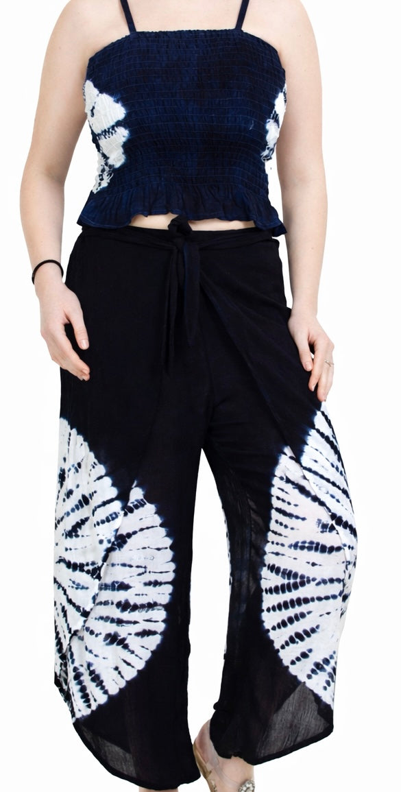 Two Piece Indigo Circles Pants Set