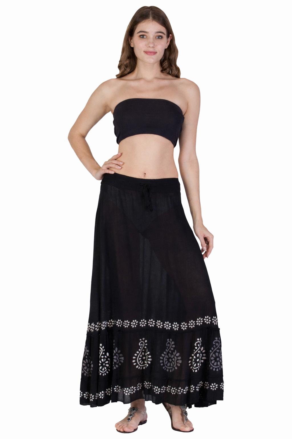 Boho Black Sheer Maxi Skirt