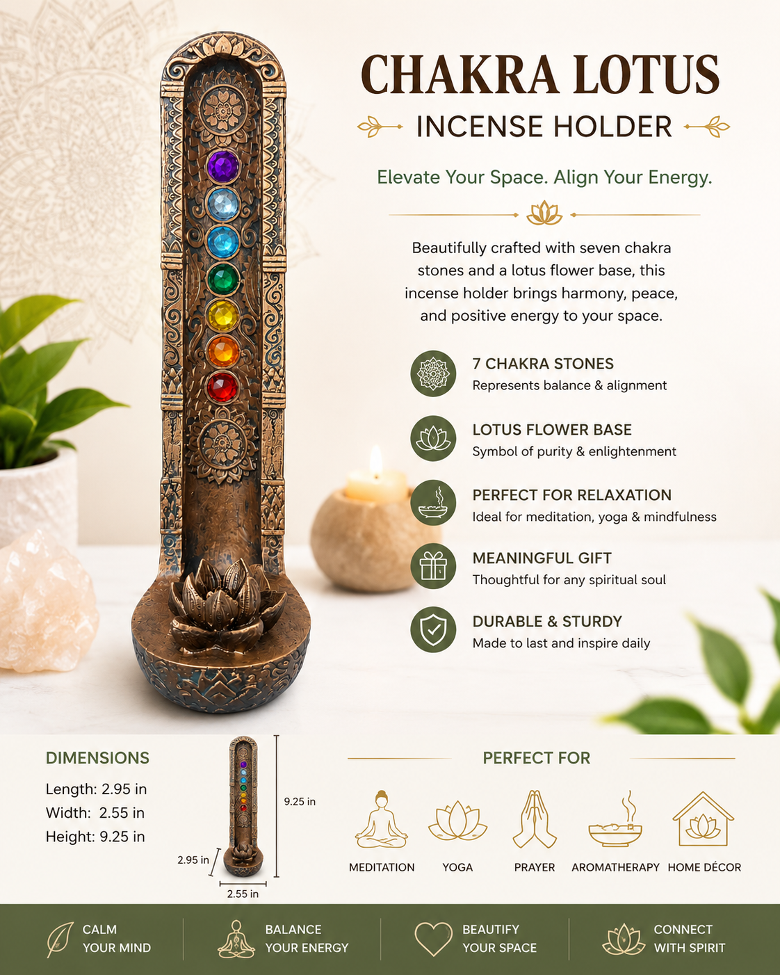 7 Chakra Lotus Incense Holder