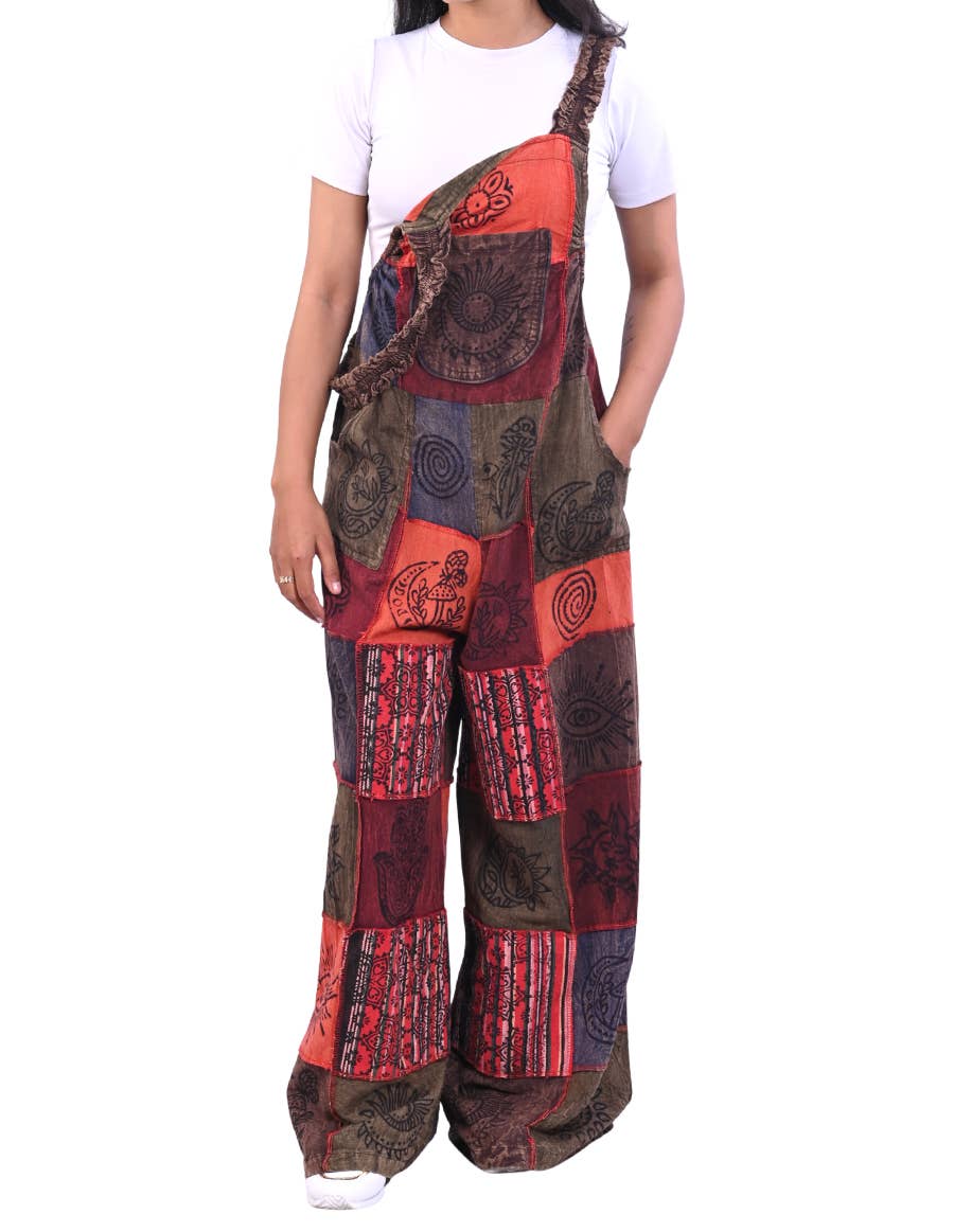 Celestial Patchwork Hippie Overall