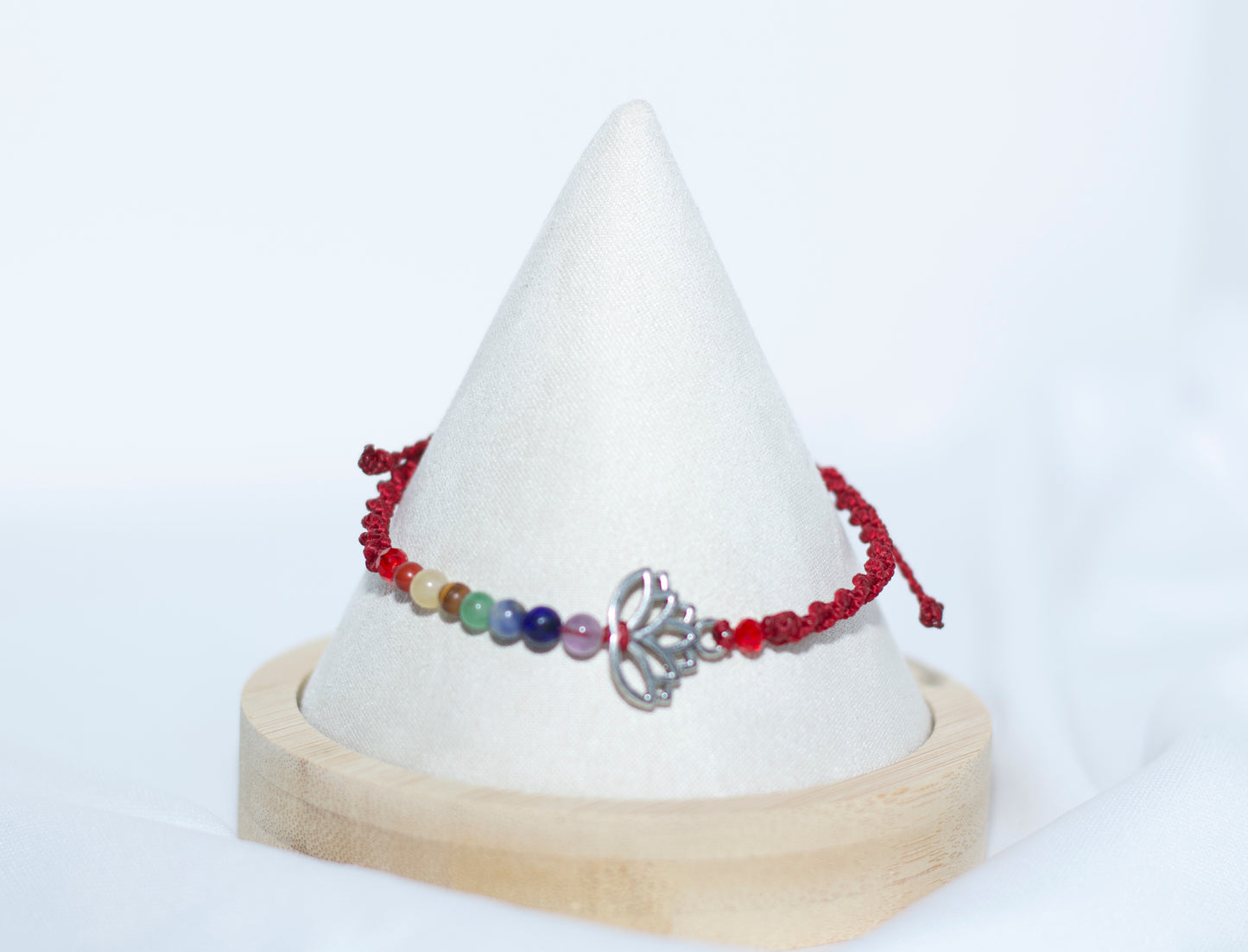 7 Chakra Macramé Bracelet with Lotus Flower