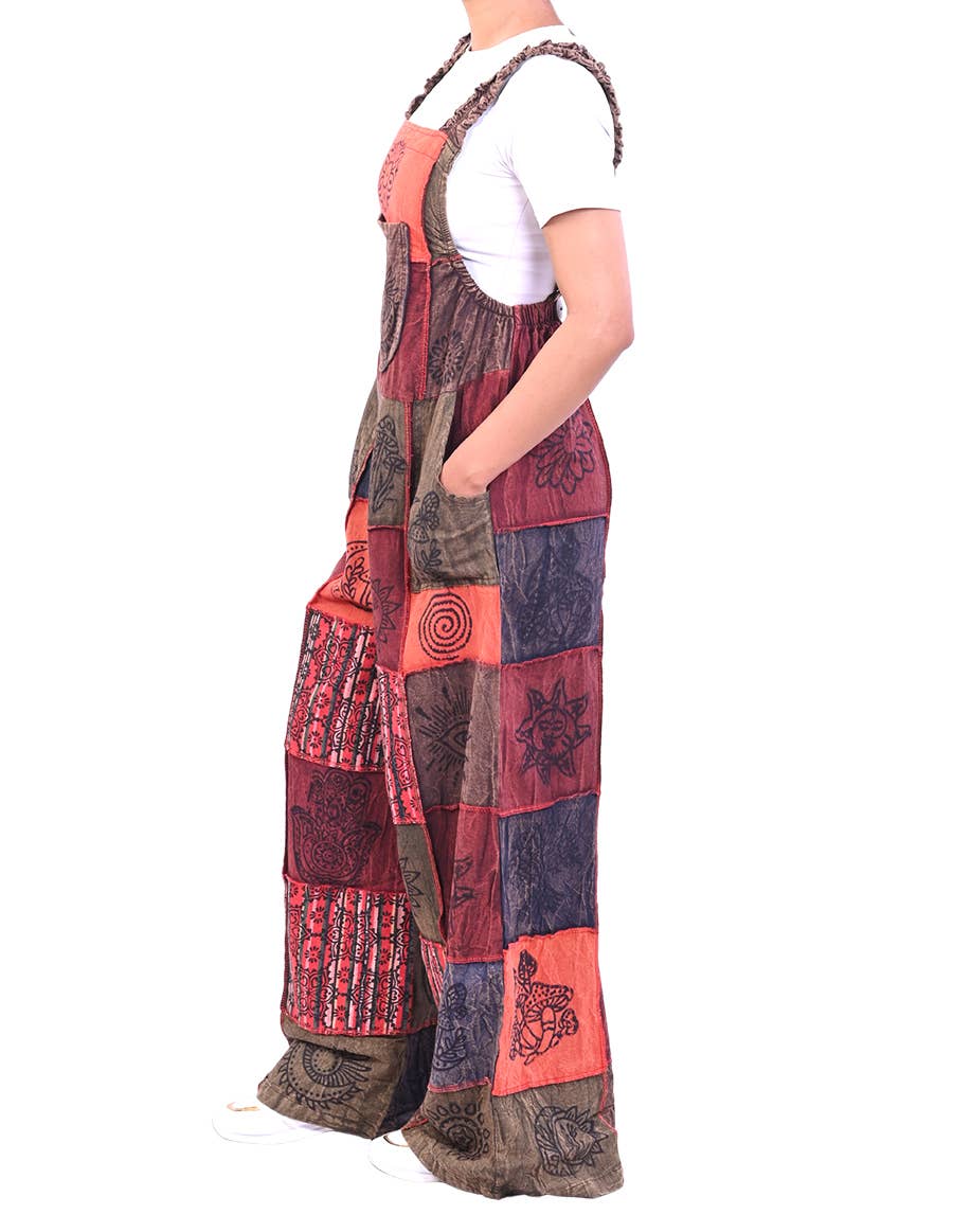 Celestial Patchwork Hippie Overall