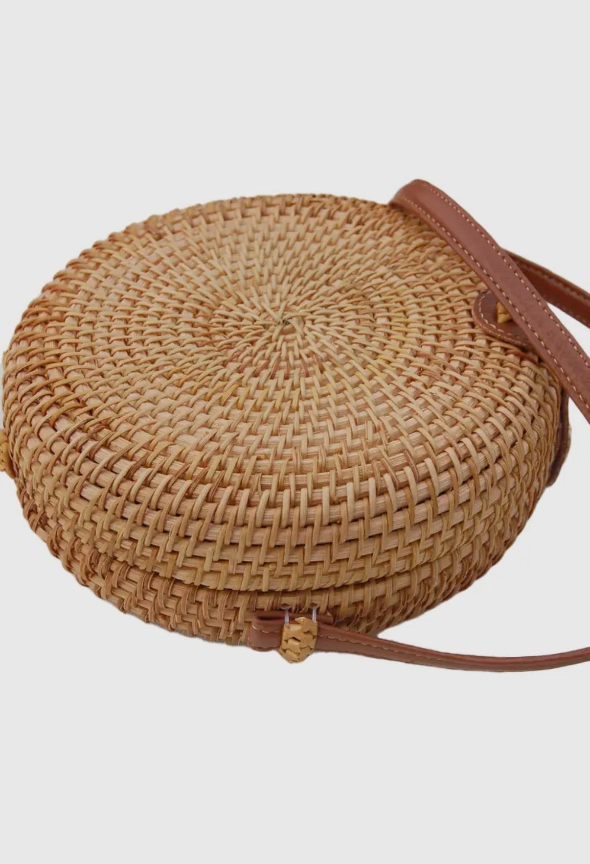 Boho Round Woven Straw Crossbody Purse