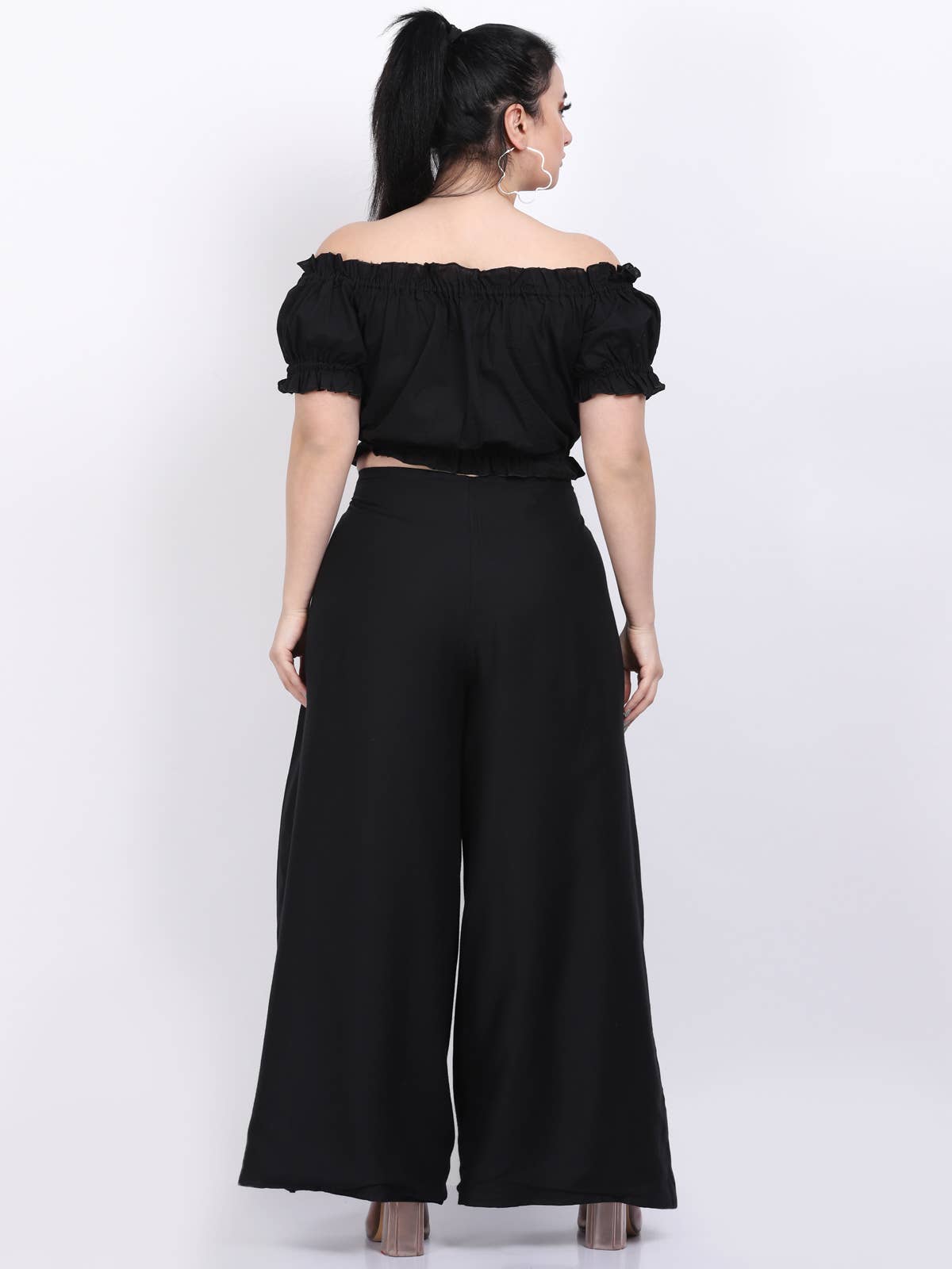 Women's Solid Tie Knot Thai Black Wrap Pant