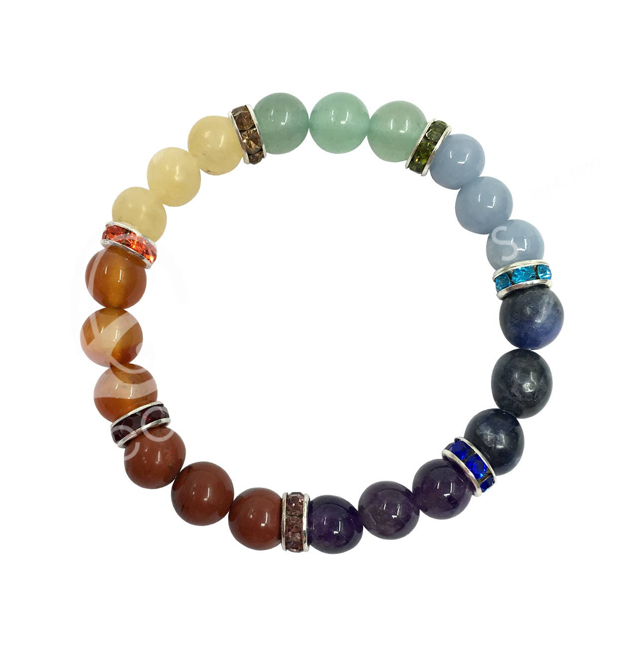 BRACELET - CHAKRA WITH SHINNY SPACERS (8-8.5 MM) 7.15-7.25"