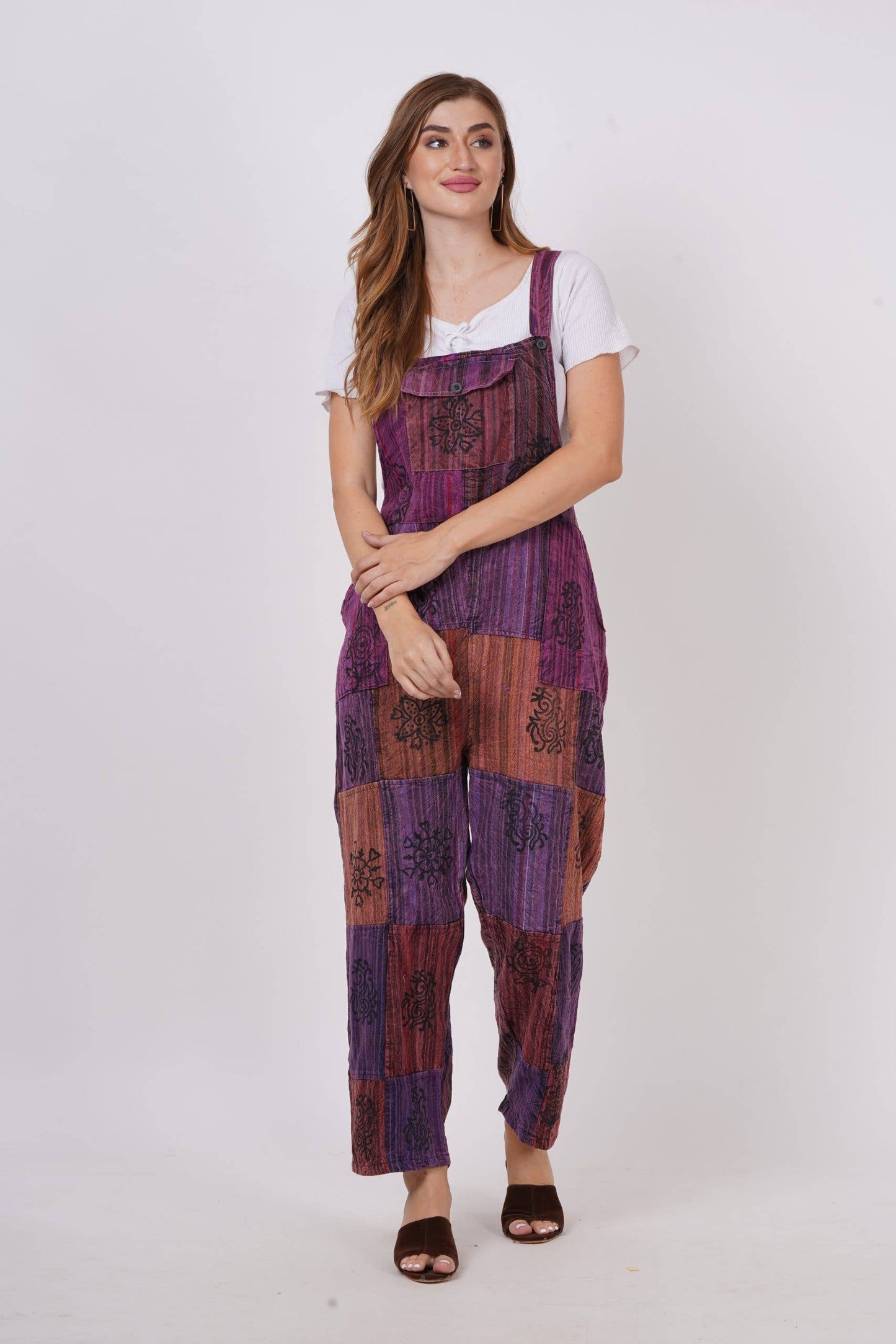 Women's Patchwork Rompers Jumpsuit Wide Leg with Pockets