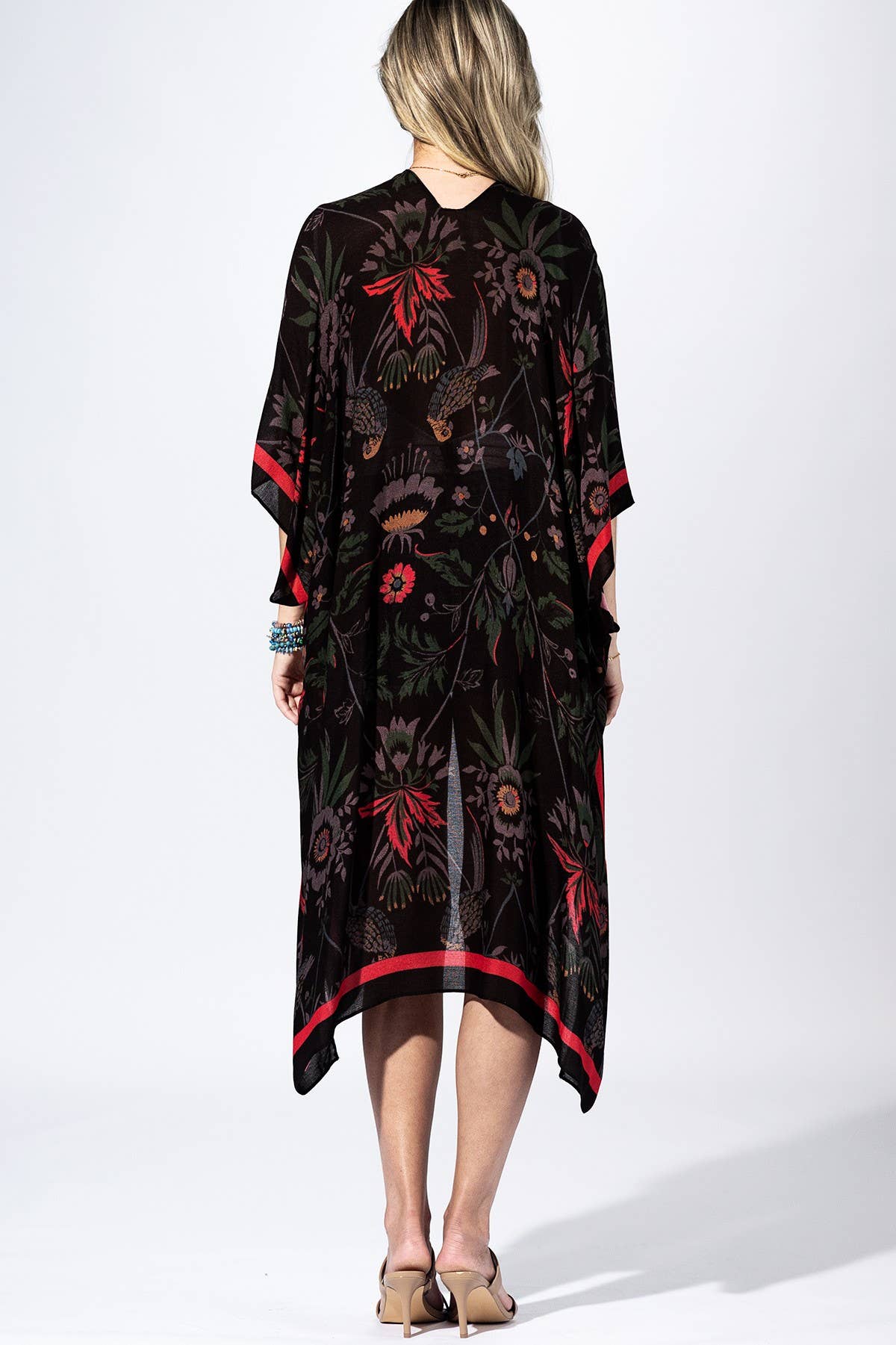 Black Flower Botanical Kimono