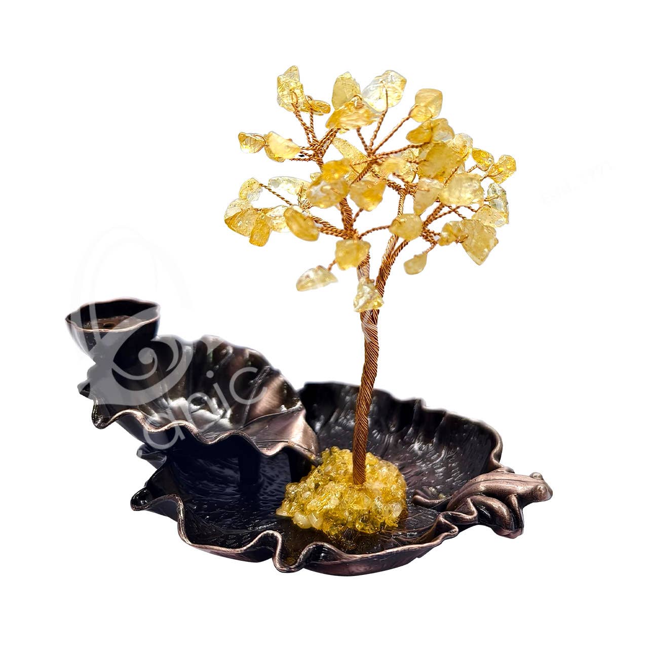CONE INCENSE BURNER - GEM TREE LOTUS CITRINE