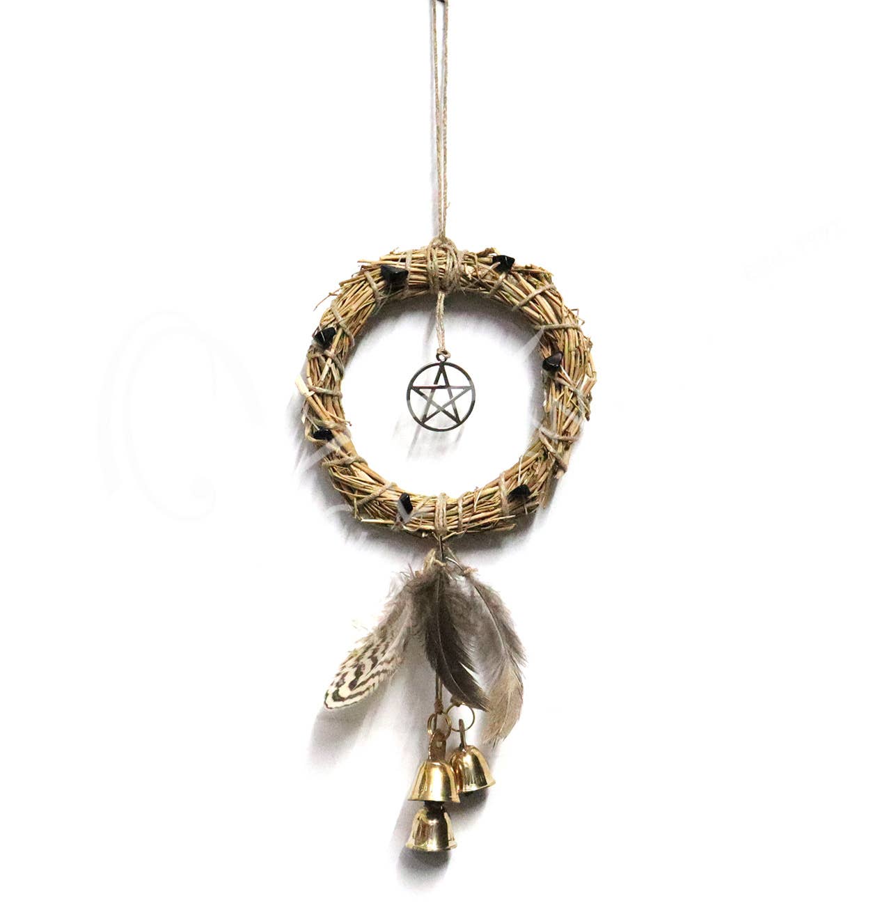 DOOR BELLS WREATH BLACK TOURMALINE CHIPS