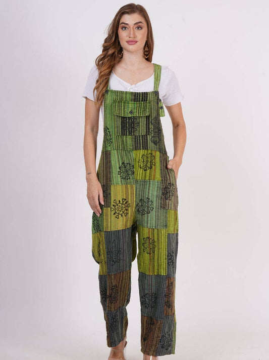 Boho Patchwork Cotton Overalls