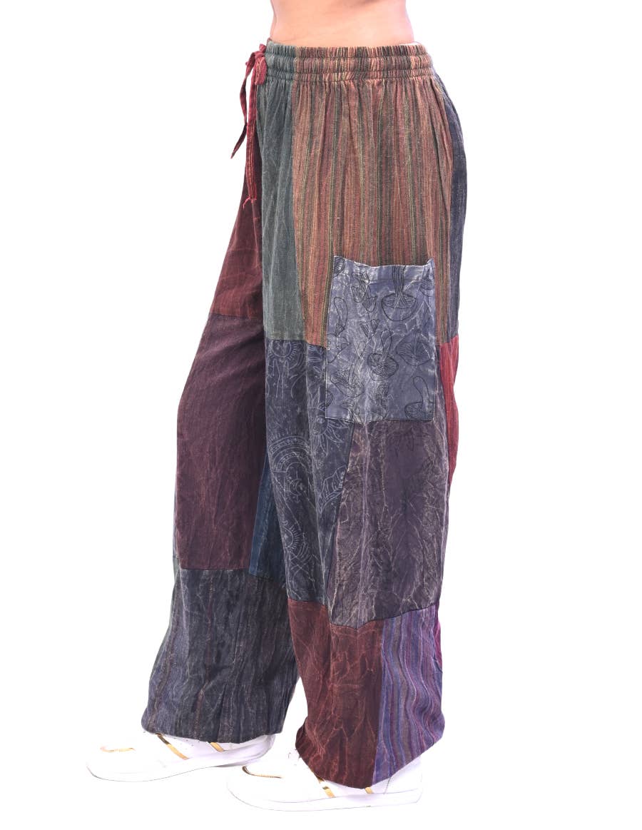Stonewashed Patchwork Harem Pants