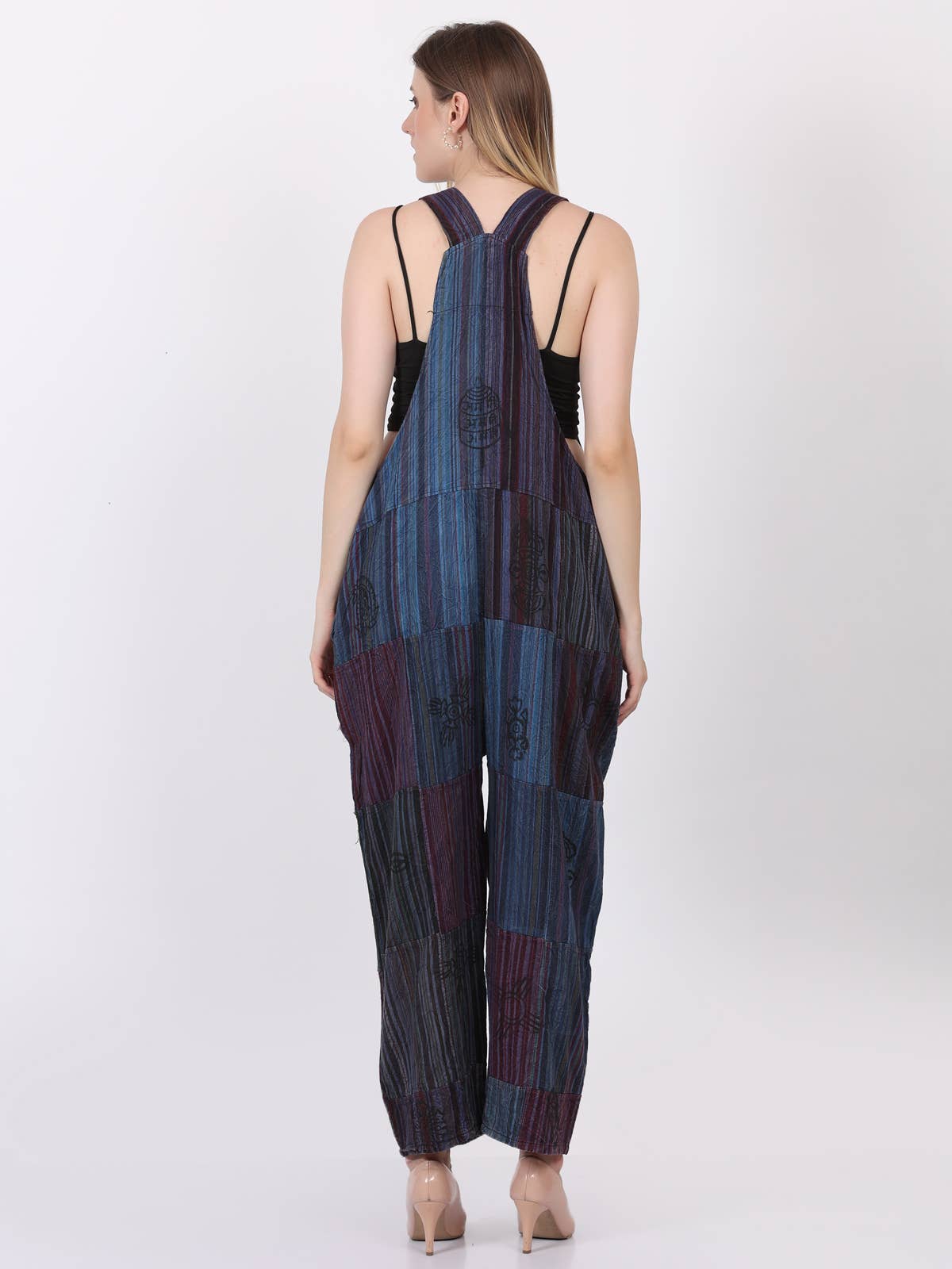Women's Patchwork Rompers Jumpsuit Wide Leg with Pockets