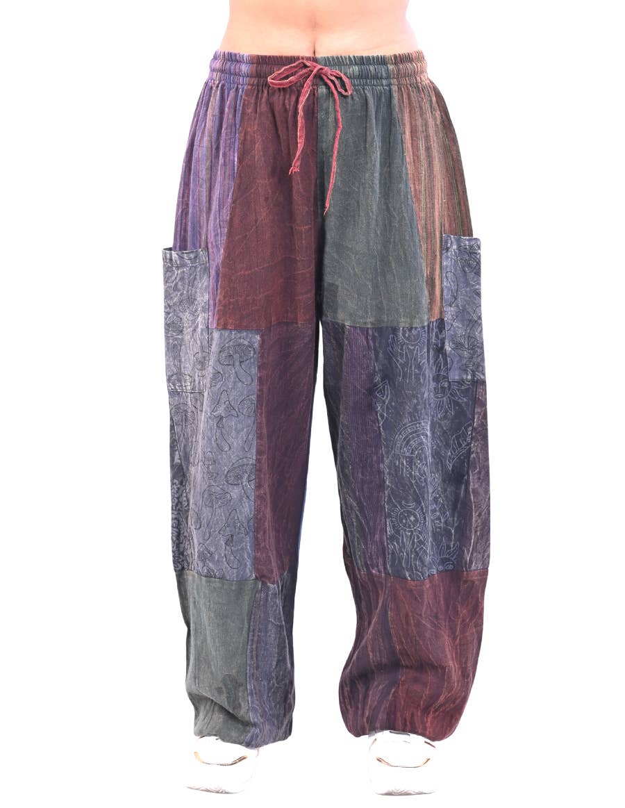 Stonewashed Patchwork Harem Pants