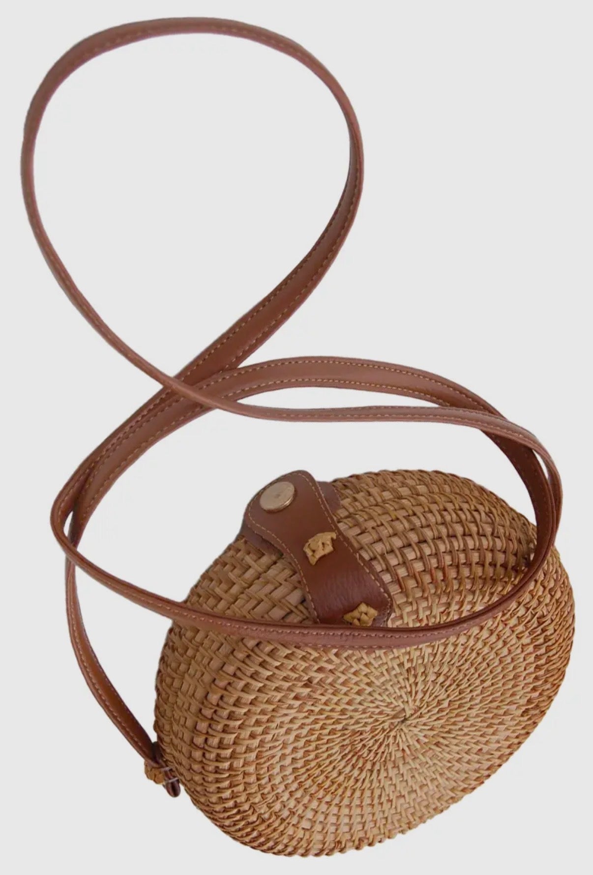 Boho Round Woven Straw Crossbody Purse