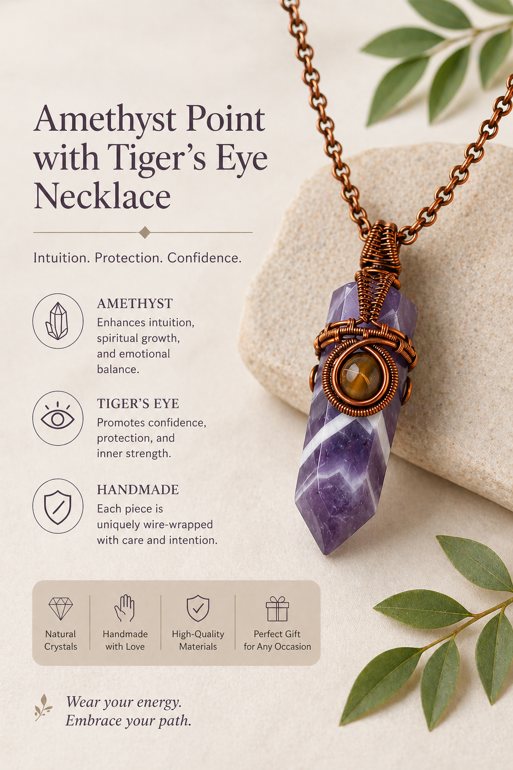 Amethyst Necklace with Tiger’s Eye