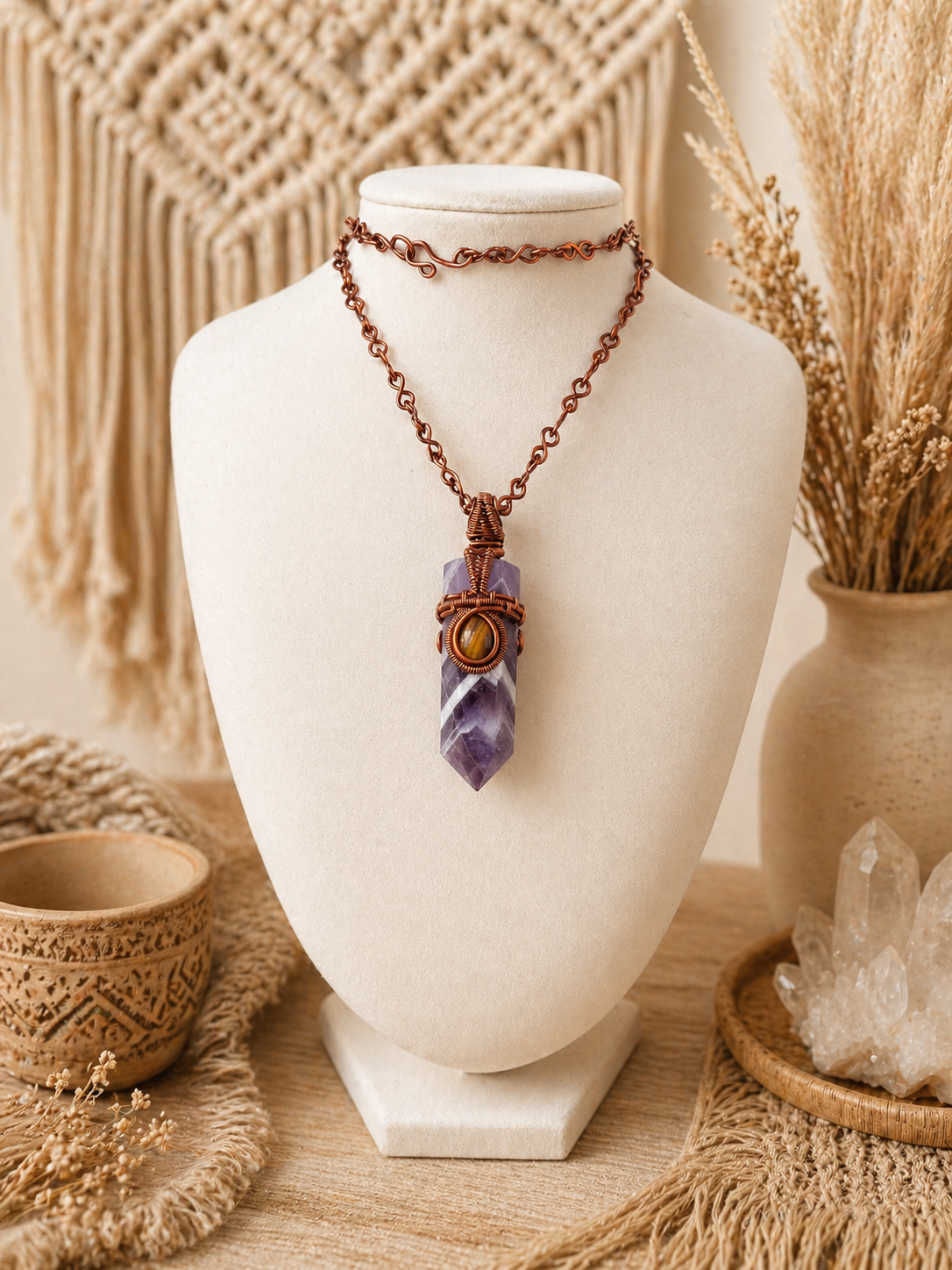 Amethyst Necklace with Tiger’s Eye