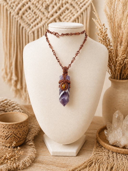 Amethyst Necklace with Tiger’s Eye