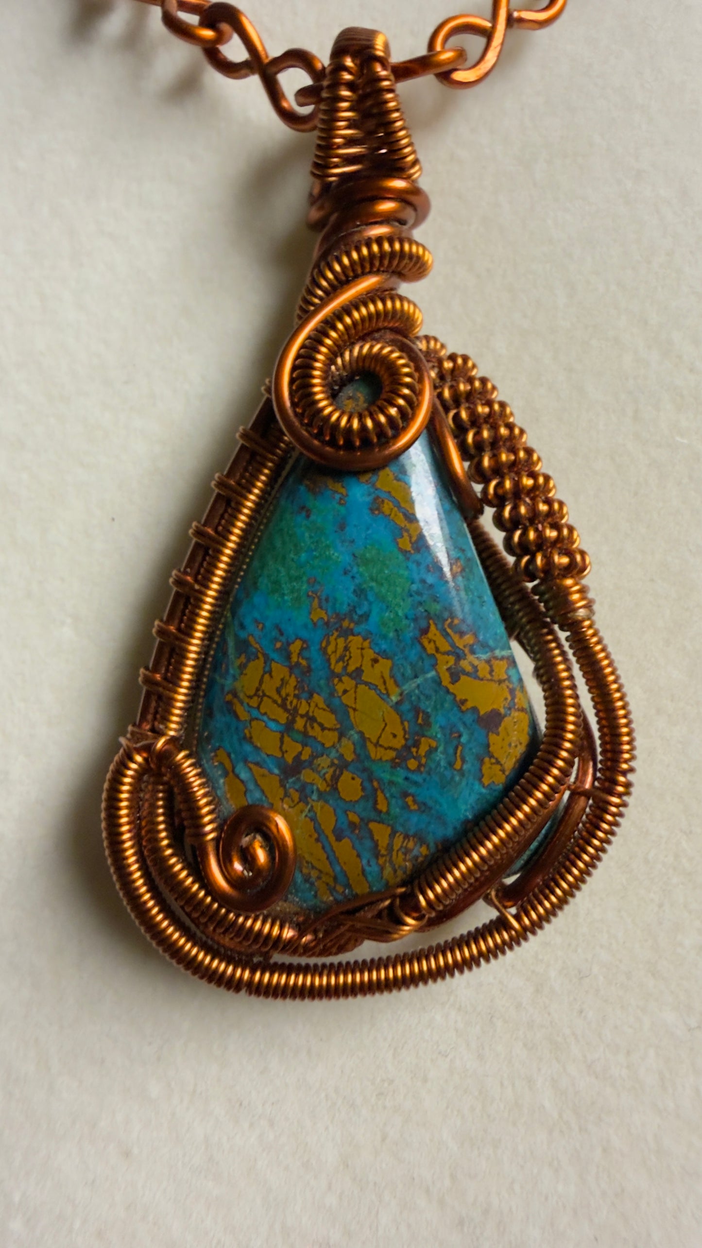 Handcrafted Chrysocolla & Copper Necklace