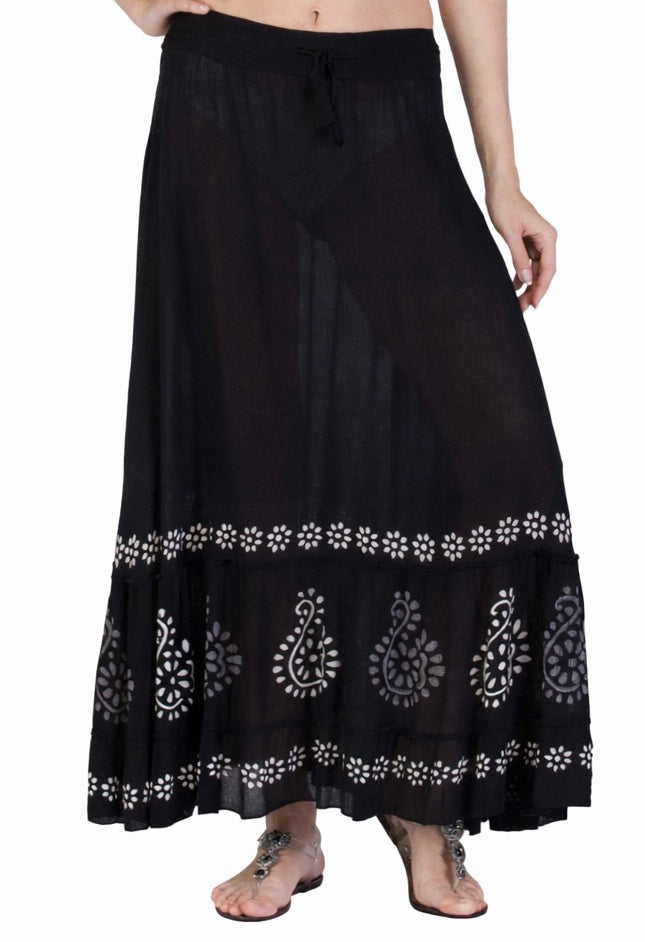 Boho Black Sheer Maxi Skirt