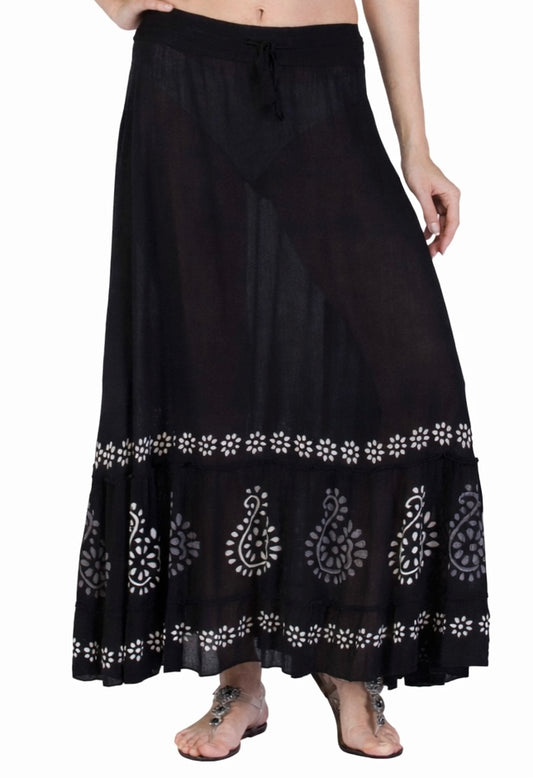 Boho Black Sheer Maxi Skirt