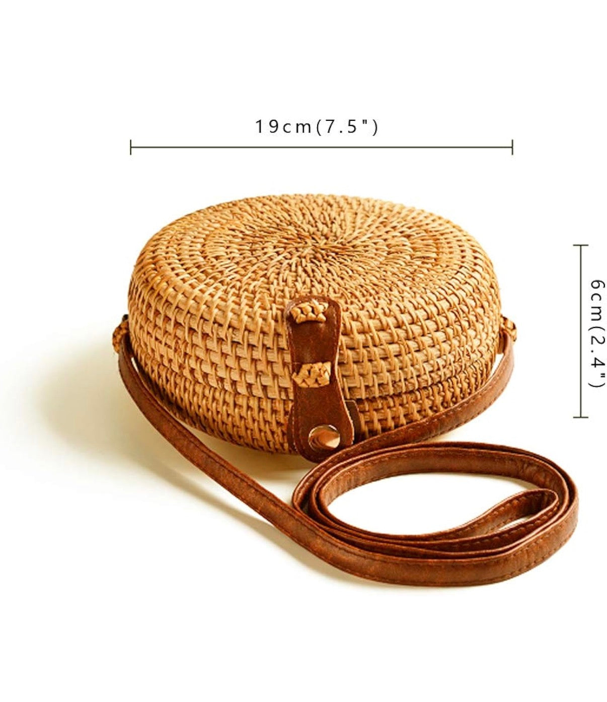 Boho Round Woven Straw Crossbody Purse