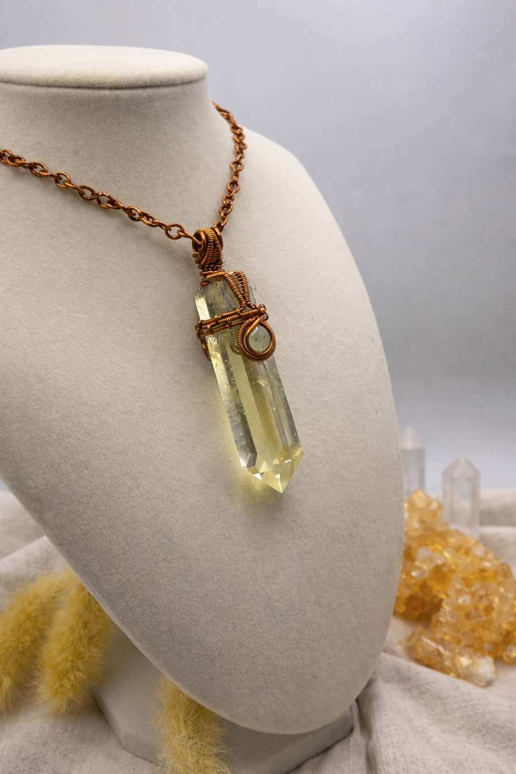Citrine Pendulum Necklace – Handmade with Love
