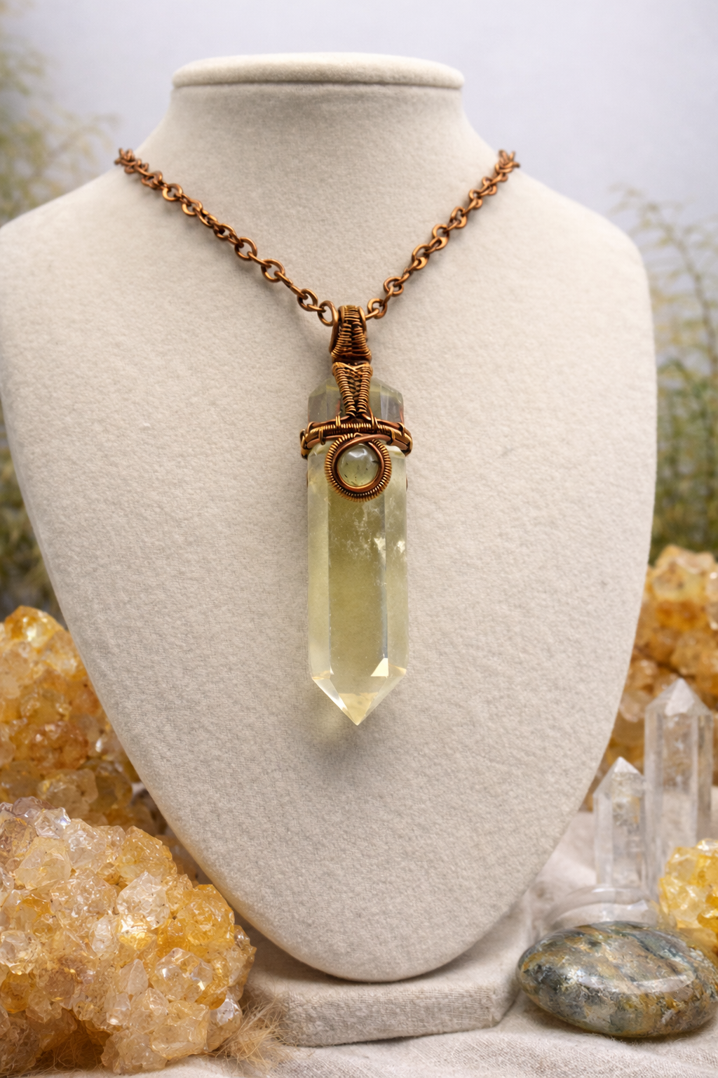 Citrine Pendulum Necklace – Handmade with Love