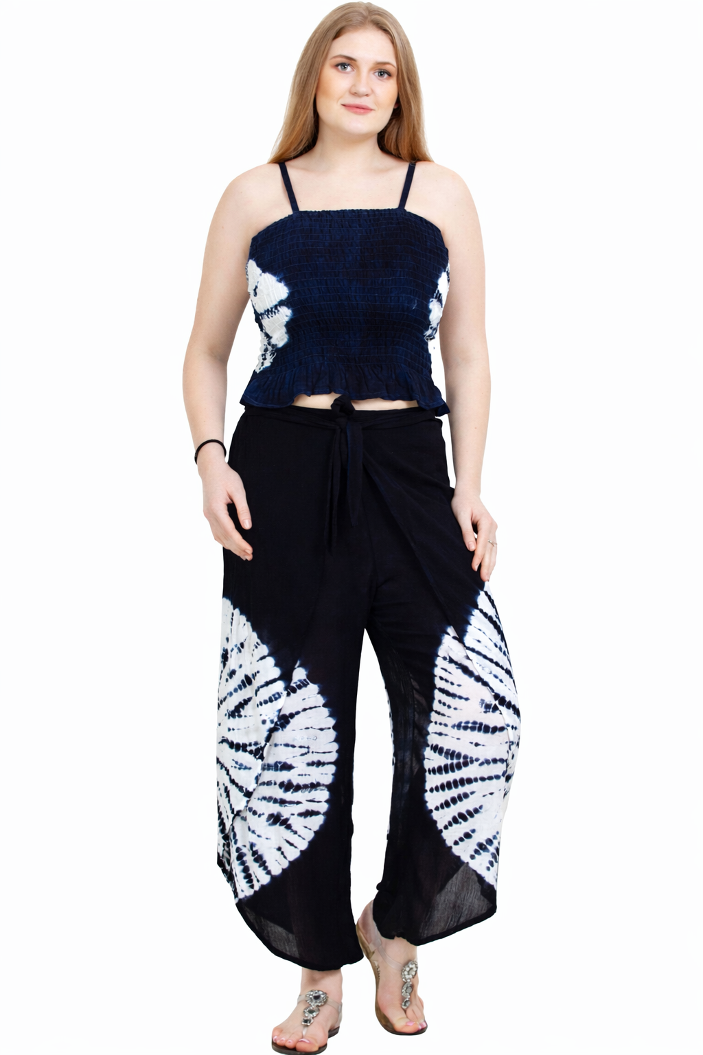 Two Piece Indigo Circles Pants Set