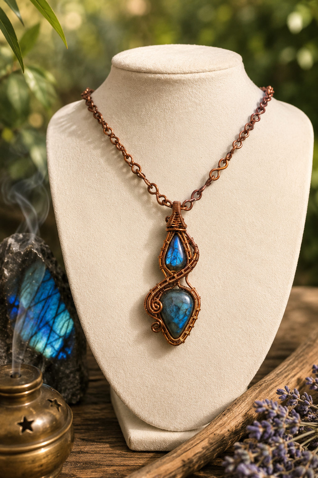 Handcrafted Blue Labradorite & Copper Necklace