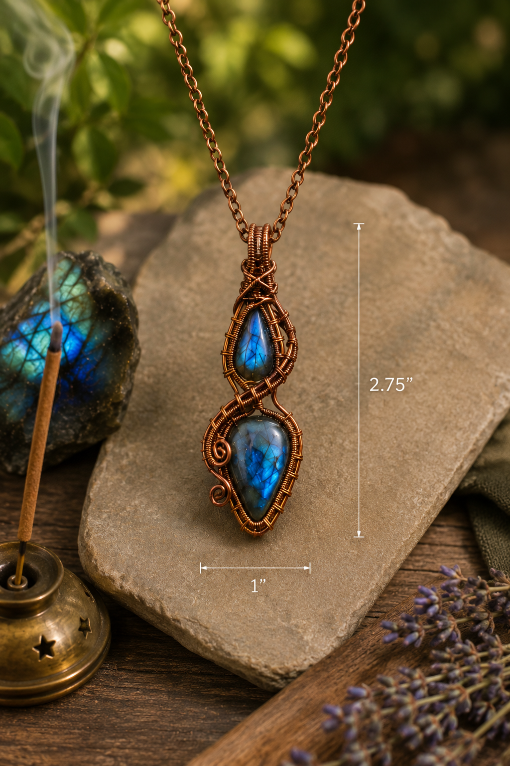 Handcrafted Blue Labradorite & Copper Necklace