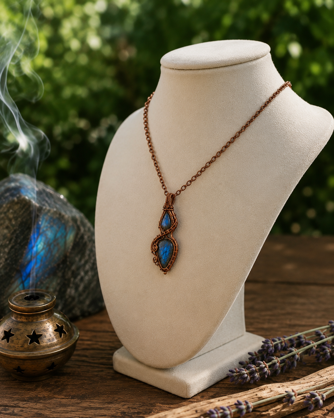 Handcrafted Blue Labradorite & Copper Necklace
