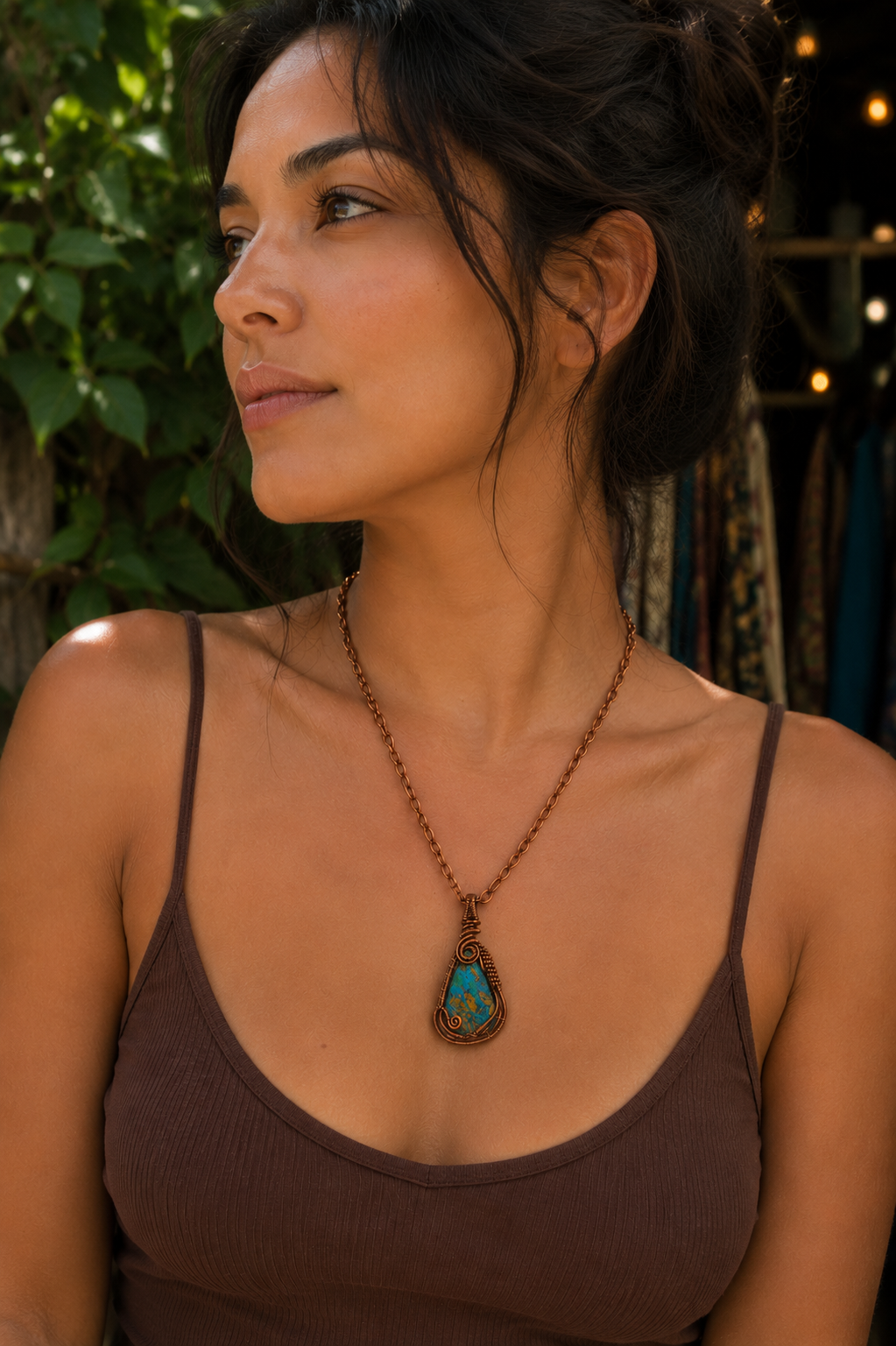 Handcrafted Chrysocolla & Copper Necklace
