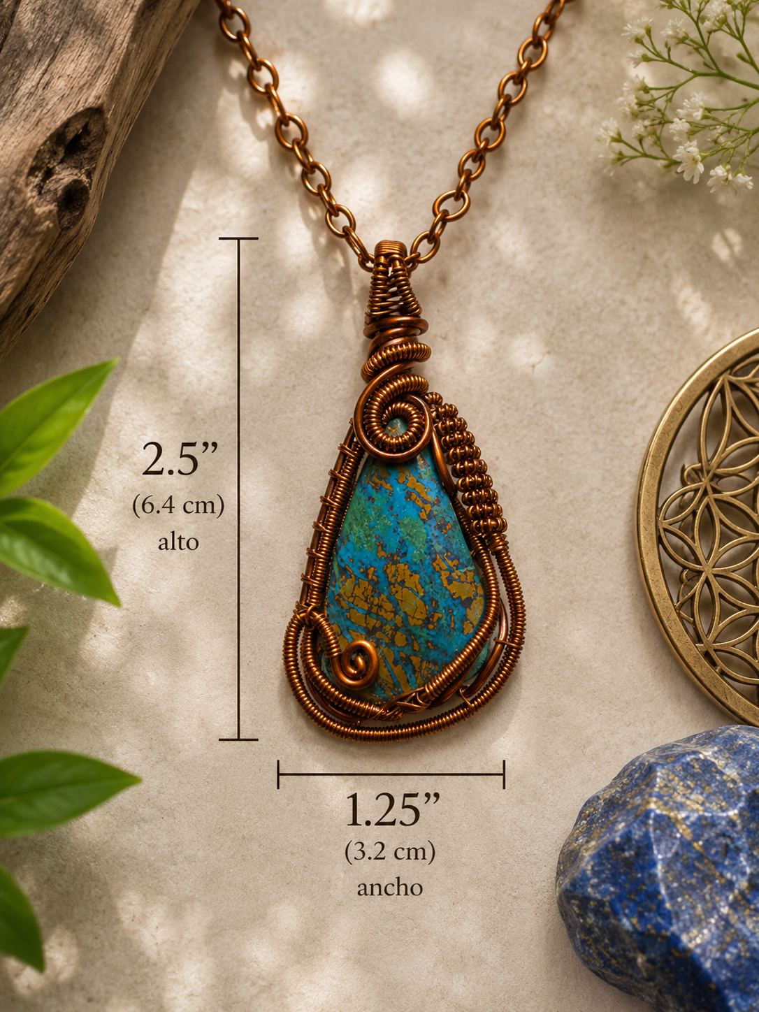 Handcrafted Chrysocolla & Copper Necklace