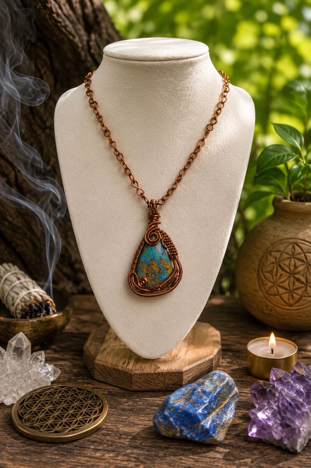 Handcrafted Chrysocolla & Copper Necklace