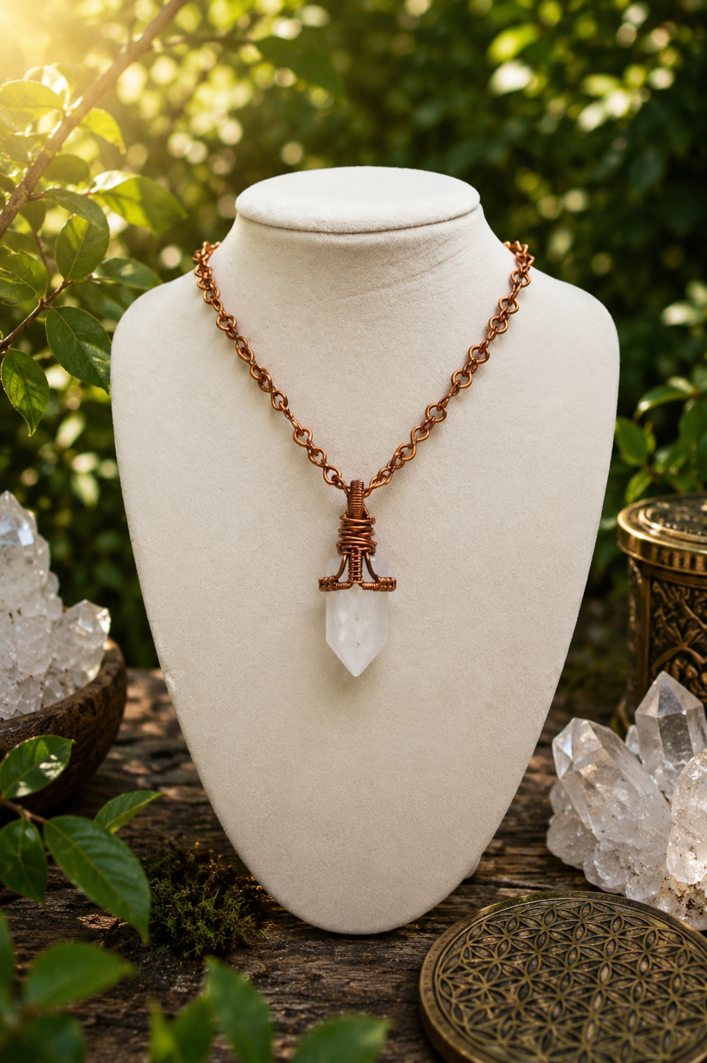 Handcrafted Milky Quartz & Copper Necklace
