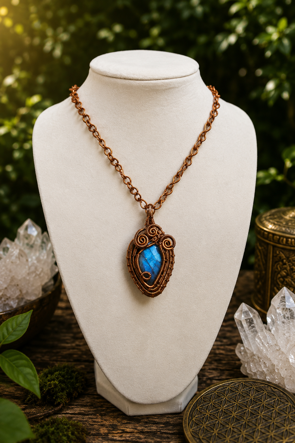 Handcrafted Faceted Blue Labradorite & Copper Necklace