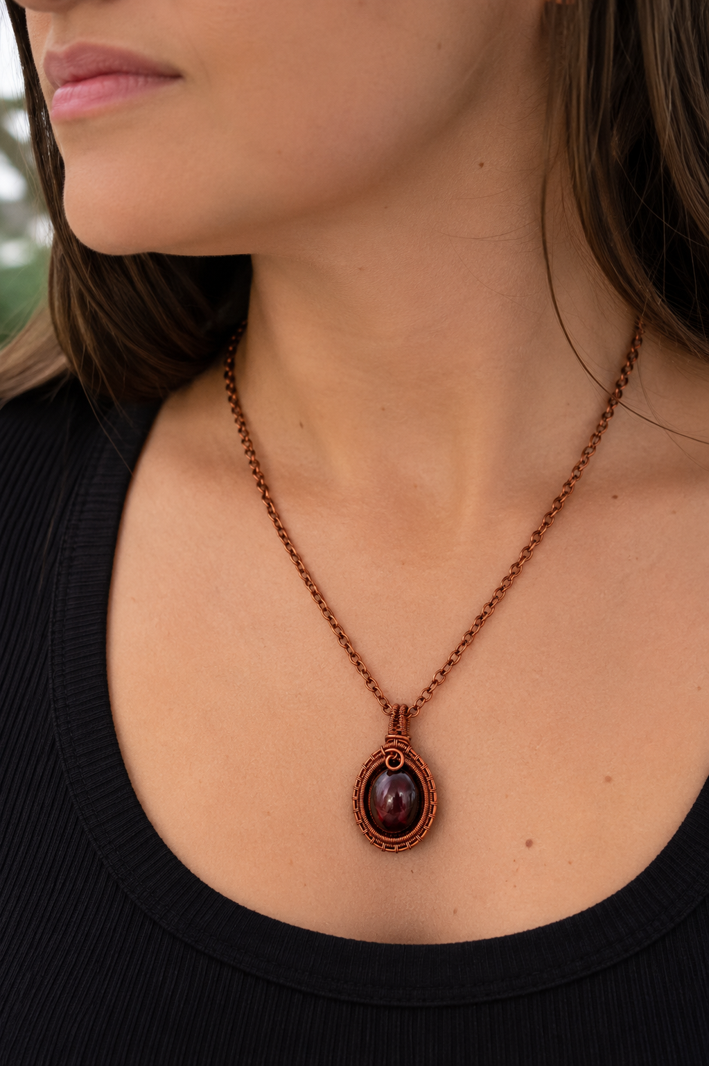 Handcrafted Garnet & Copper Necklace