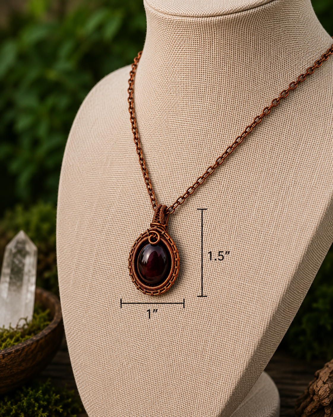 Handcrafted Garnet & Copper Necklace