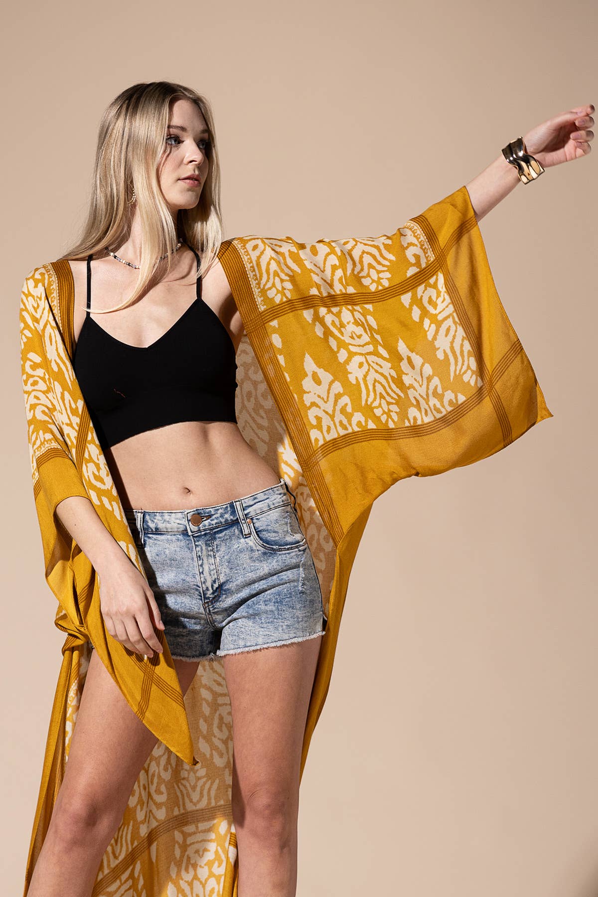 Damask Print Kimono