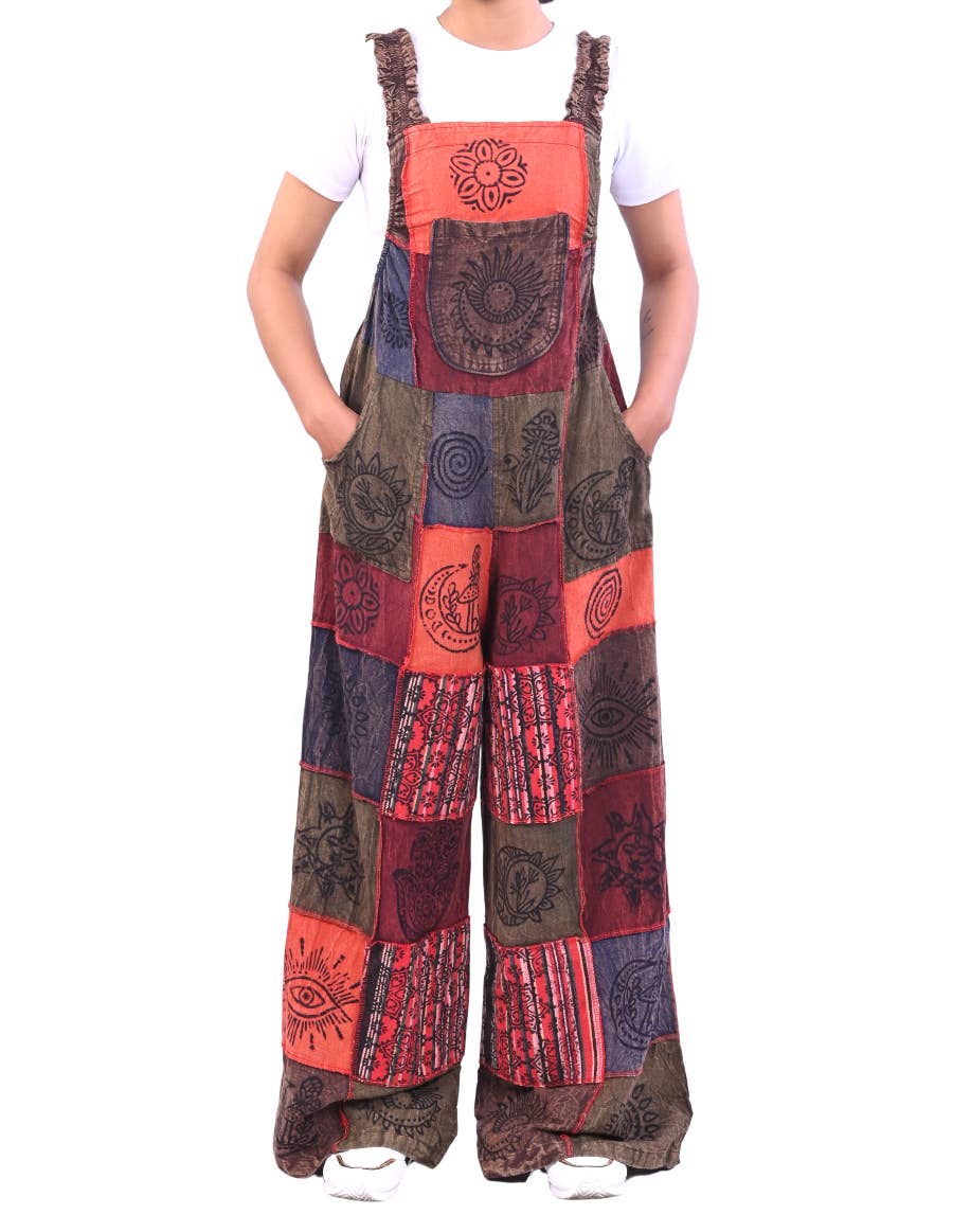 Celestial Patchwork Hippie Overall