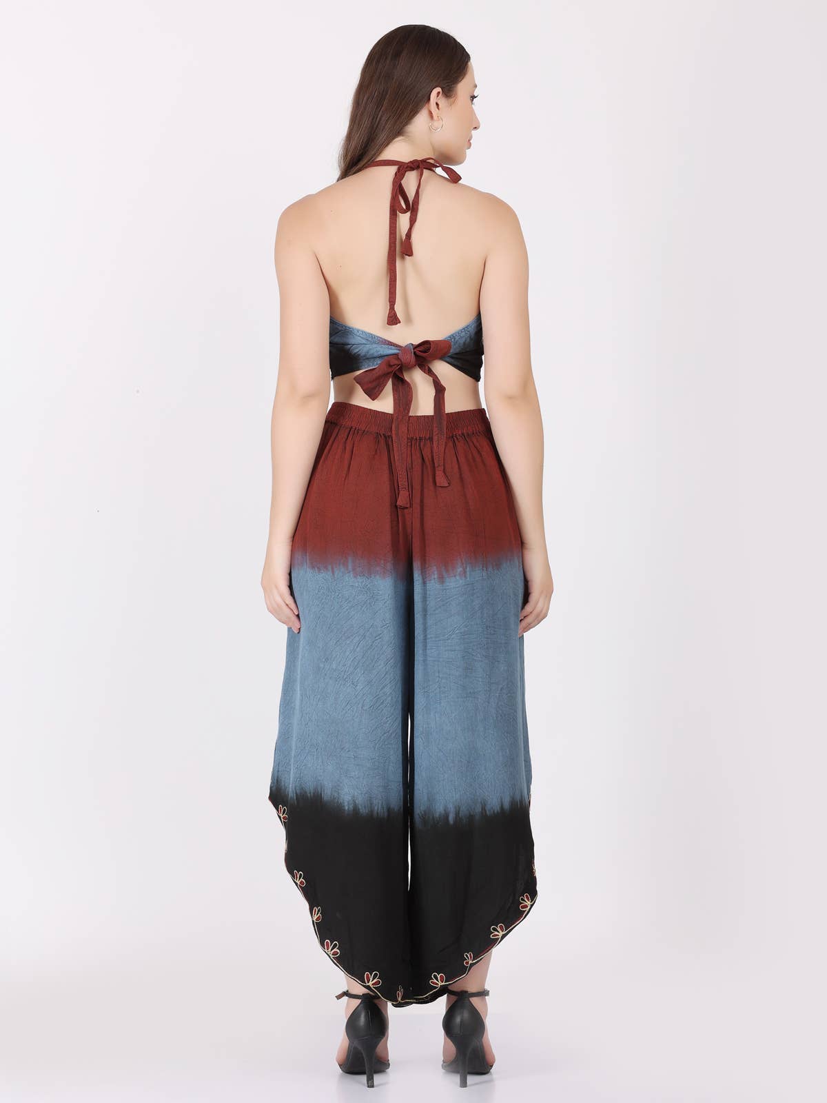 Embroidered Wide Leg Pants
