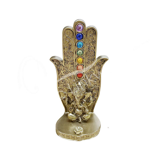 INCENSE HOLDER - GANESHA, GOLD CHAKRA HAND