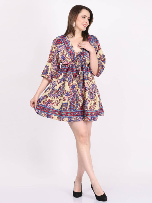 Boho Paisley V-Neck Mini Dress