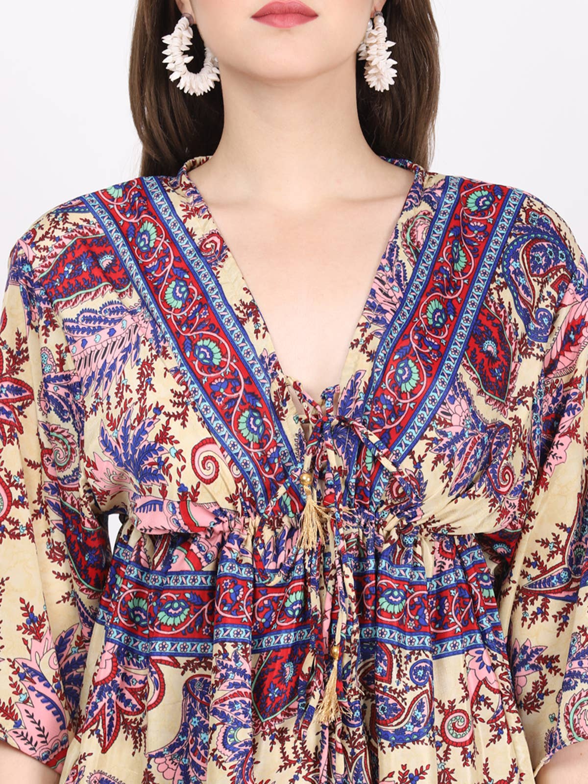 Women Boho Sexy V Neck Mini Short Length Half Sleeve Dress