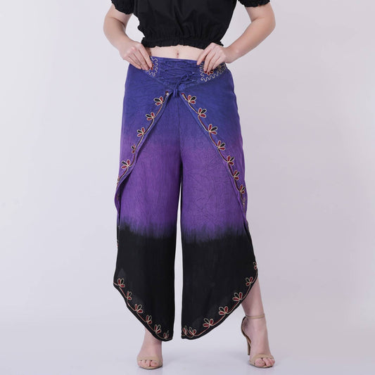 Embroidered Wide Leg Pants